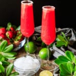 two glasses of strawberry mocktail with ice
