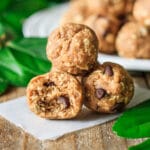 stack of vegan protein balls on wax paper