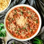 bowl of minestrone soup with cooked pasta