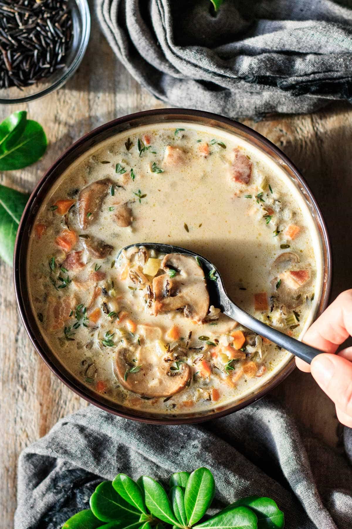 Creamy Chicken and Wild Rice Soup - No Spoon Necessary