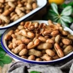 boiled peanuts in a white dish