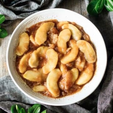 white bowl of fried apples
