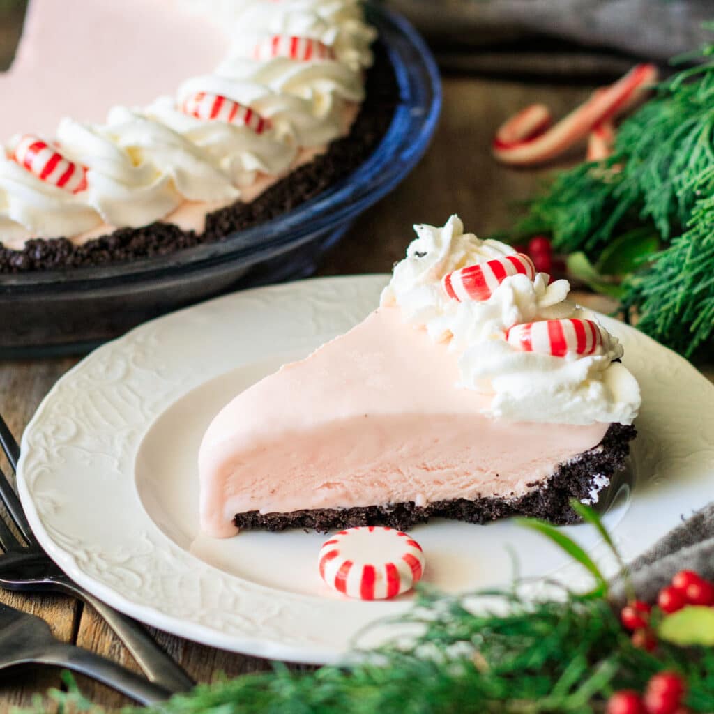 No Bake Peppermint Pie - Savor the Flavour