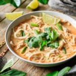 bowl of Thai red curry noodle soup