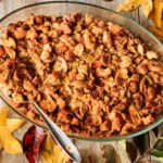 turkey stuffing in a glass dish