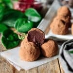raspberry truffles on wax paper