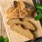 sliced Irish brown bread on a cutting board
