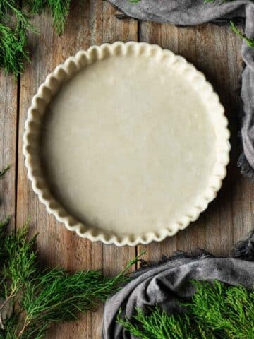 tart pan lined with pastry.