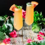 two glasses of grapefruit ginger fizz.