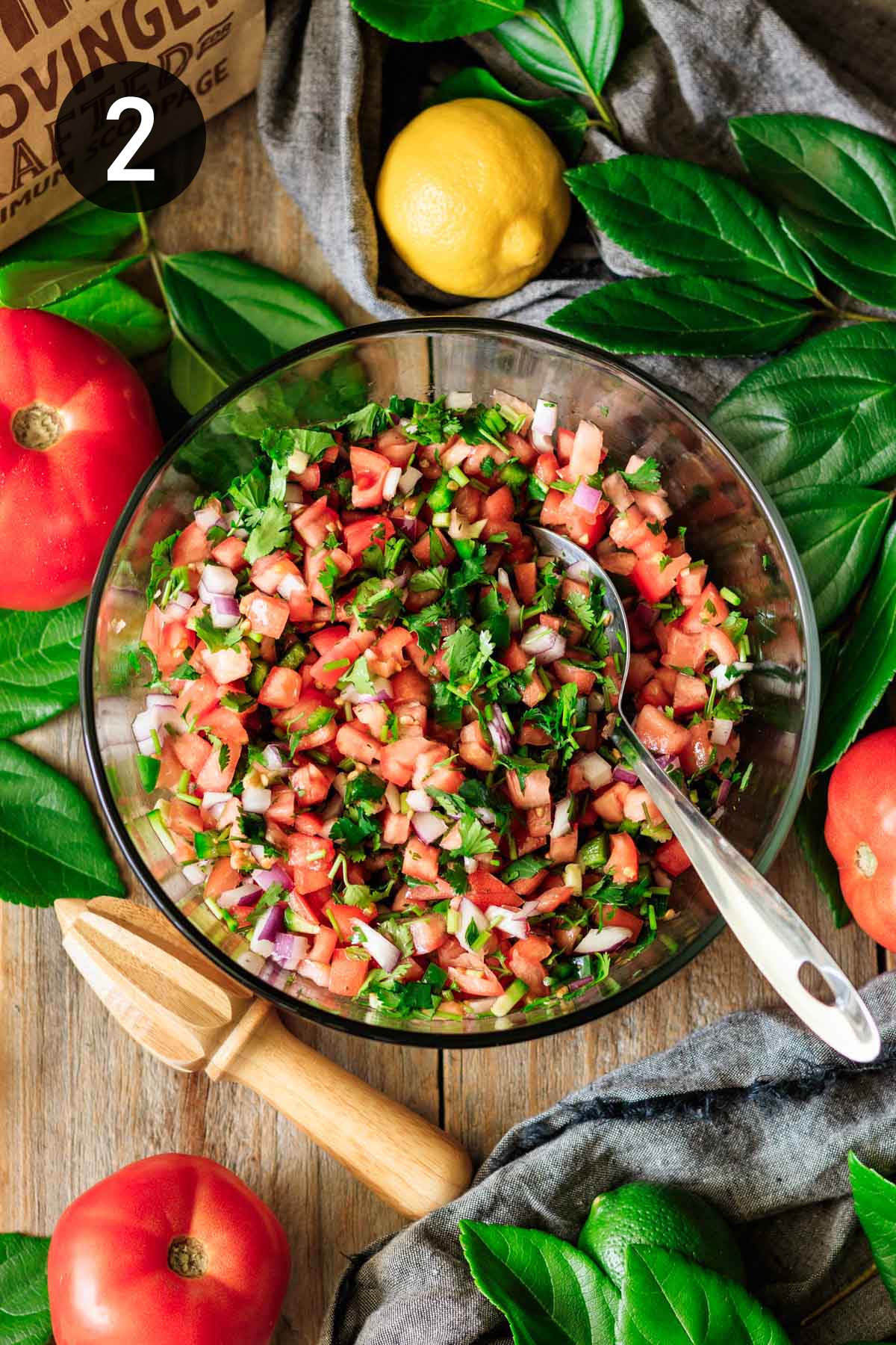 mixture of chopped vegetables in a glass bowl.