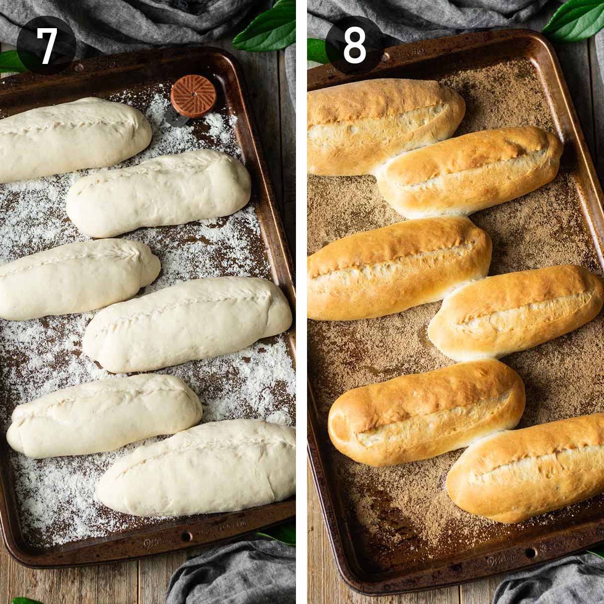 slashing the risen rolls and baking them.