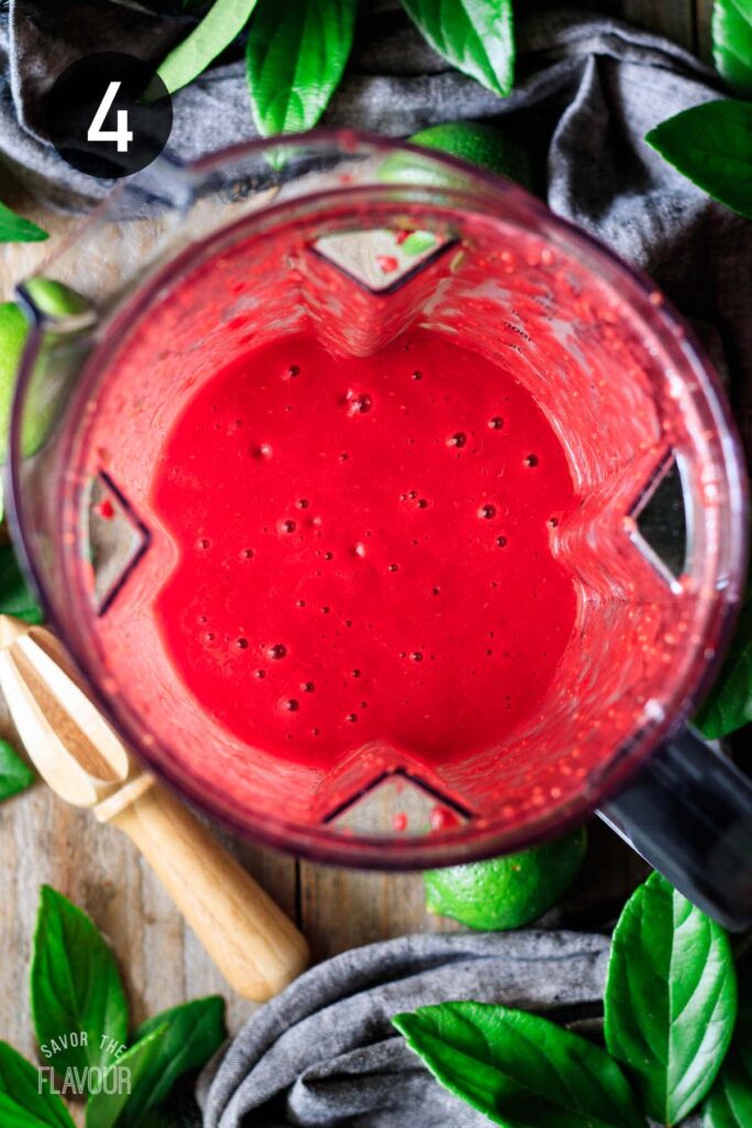 processed daiquiri mixture in the blender.